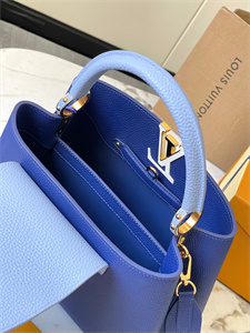 L.V Capucines MM Bag Taurillon  Leather Dark Blue/Light Blue M59466