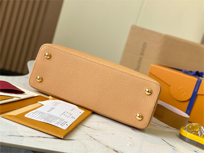 L.V Capucines MM Bag Taurillon  Leather Dark Beige/Pink M59466