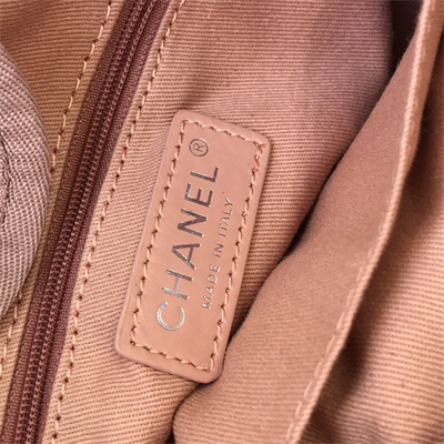 Cha.nel Deauville MM Shopping Bag Mixed Fibers Silver Tone Metal Pink A67001