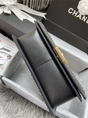 Cha.nel Medium Leboy Bag With Top Handle Python Leather Gold Metal A94804