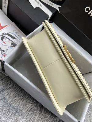 Cha.nel Medium Leboy Bag With Top Handle Python Leather Gold Metal A94804