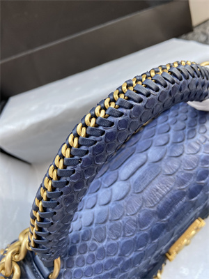 Cha.nel Medium Leboy Bag With Top Handle Python Leather Gold Metal A94804