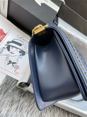 Cha.nel Medium Leboy Bag With Top Handle Python Leather Gold Metal A94804