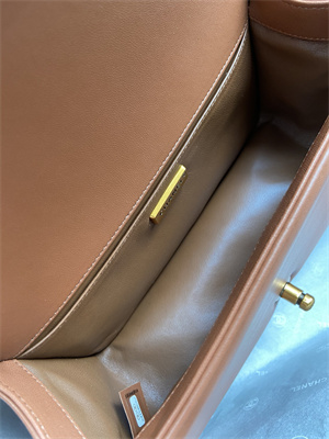 Cha.nel Medium Leboy Bag With Top Handle Python Leather Gold Metal A94804