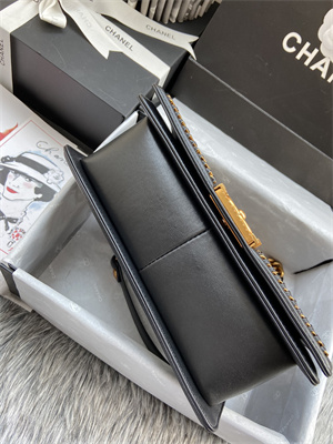 Cha.nel Medium Leboy Bag With Top Handle Python Leather Gold Metal A94804