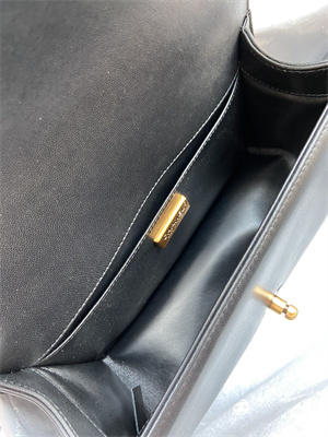 Cha.nel Medium Leboy Bag With Top Handle Python Leather Gold Metal A94804