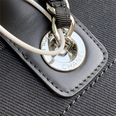 Cha.nel Deauville Large Shopping Bag Bead Mixed Fibers Gold Tone Metal Black A66941