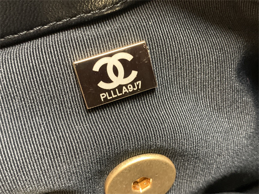 Ch*el 19 handbag wool tweed gold double c metal black/white as1160