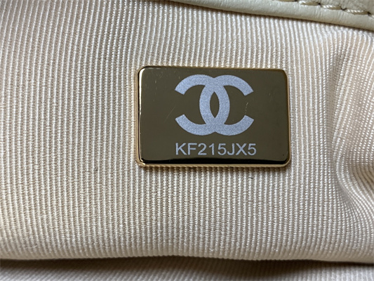 Ch*el 19 handbag wool tweed gold double c metal black/beige as1160