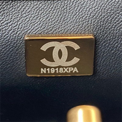 Cha.nel Small Hobo Bag Lambskin Gold Tone Metal Black AS3223