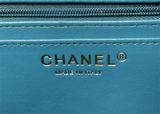 Cha.nel Mini Classic Flap Bag Tweed Gold Tone Metal Blue A01116