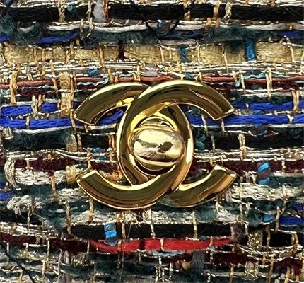 Cha.nel Medium Classic Flap Bag Tweed Gold Tone Metal Colorful A01112