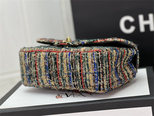 Cha.nel Mini Classic Flap Bag Tweed Gold Tone Metal Colorful A01116