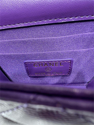 Cha.nel Vanity Case With Top Handle Lambskin Gold Tone Metal Purple AP2682