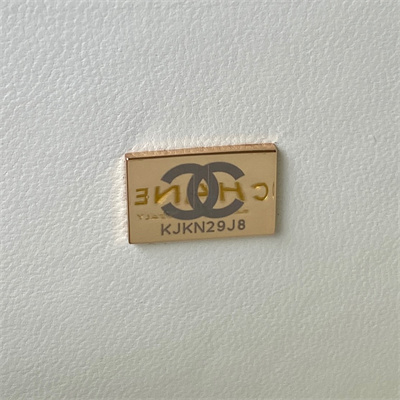 Cha.nel Vanity Case With Top Handle Grained Calfskin Gold Tone Metal White AP3222