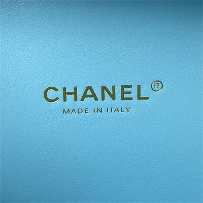 Cha.nel Vanity Case With Top Handle Grained Calfskin Gold Tone Metal Blue AP3222