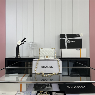 cha.nel S*per mini classic flap bag grained calfskin gold tone metal white 01115