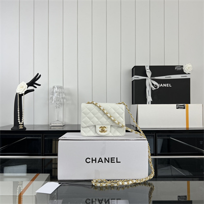 cha.nel S*per mini classic flap bag grained calfskin gold tone metal white 01115