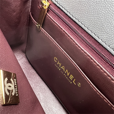 cha.nel S*per mini classic flap bag grained calfskin gold tone metal black 01115