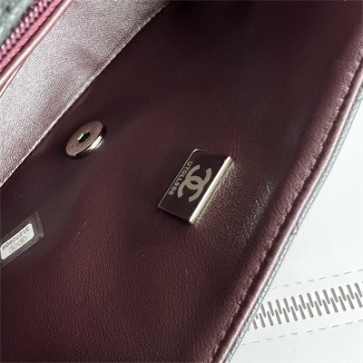 cha.nel S*per mini classic flap bag grained calfskin silver tone metal black 01115