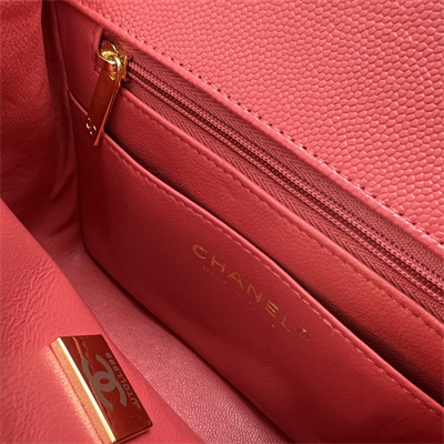 cha.nel S*per mini classic flap bag grained calfskin gold tone metal red 01115