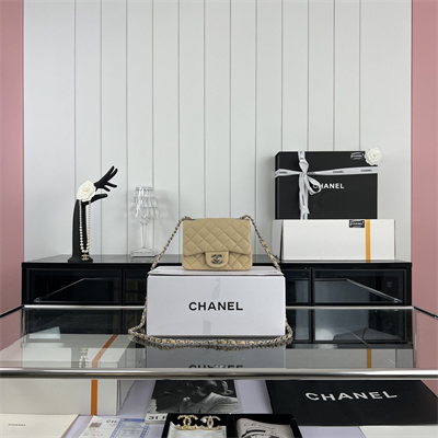 cha.nel S*per mini classic flap bag grained calfskin silver tone metal beige 01115