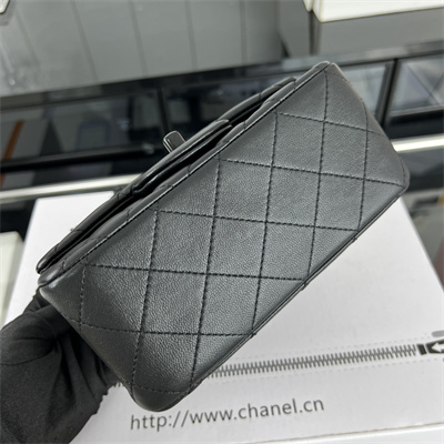 cha.nel S*per mini classic flap bag lambskin black tone metal black 01115