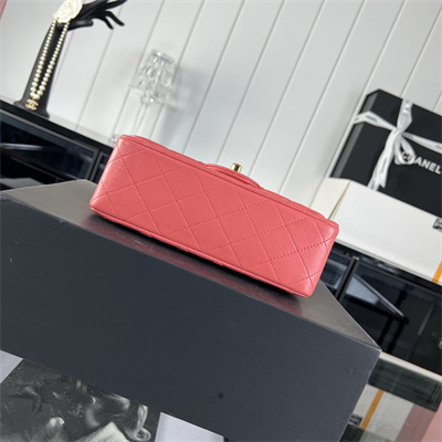 Cha.nel Mini Classic Flap Bag Lambskin Gold Tone Metal Pink 01116