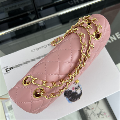 Cha.nel Small Classic Flap Bag Lambskin Gold Tone Metal Pink 01117