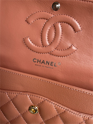 Cha.nel Medium Classic Flap Bag Grained Calfskin Gold Tone Metal Caramel 01112