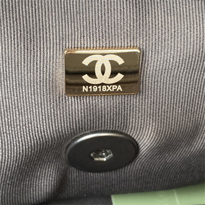 Ch*el 19 handbag lambskin silver double c metal dk grey as1160