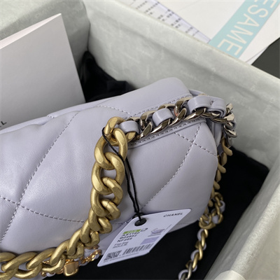 Ch*el 19 handbag lambskin gold double c metal lilac as1160