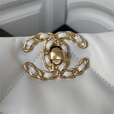Cha.nel 19 Tote Bag Lambskin White AS3519