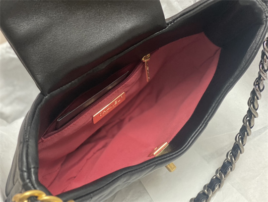 Ch*el 19 handbag hobo bag lambskin black as4638