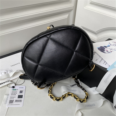 Cha.nel 19 Backpack Bag Lambskin Black AS4223