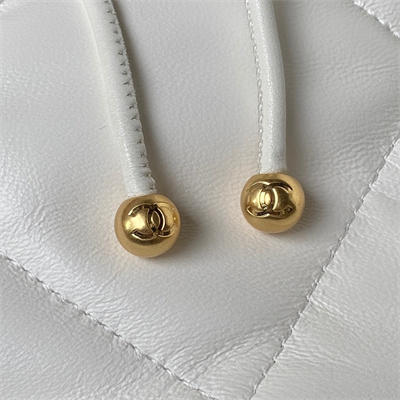 Cha.nel 19 Backpack Bag Lambskin White AS4223