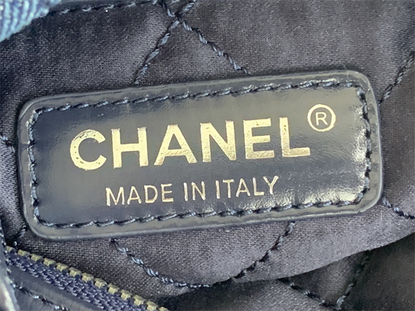 Cha.nel 22 Small Handbag Denim Silver Tone Metal AS3260