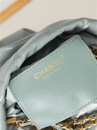 Cha.nel 22 Mini Handbag Shiny Calfskin Gold Tone Metal Mint AS3980