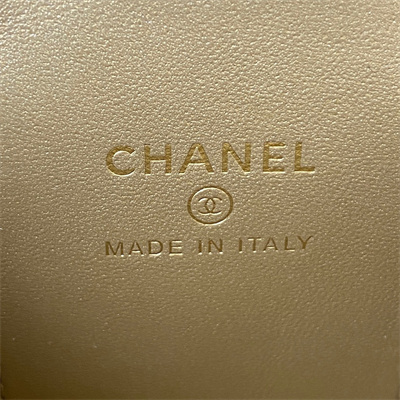 Cha.nel Vanity Case With Ball Lambskin Gold Tone Metal White AP1447