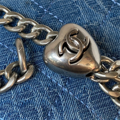 Cha.nel Vanity Case Denim Gold Tone Metal AP3203