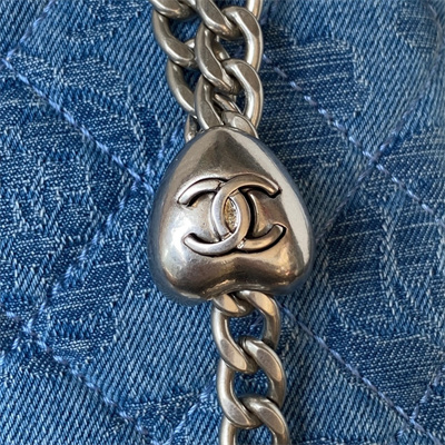 Cha.nel Vanity Case Denim Gold Tone Metal AP3204