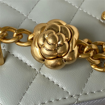 Cha.nel Vanity Case Lambskin Gold Tone Metal Blue AP3300