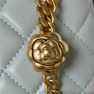 Cha.nel Vanity Case Lambskin Gold Tone Metal Blue AP3301