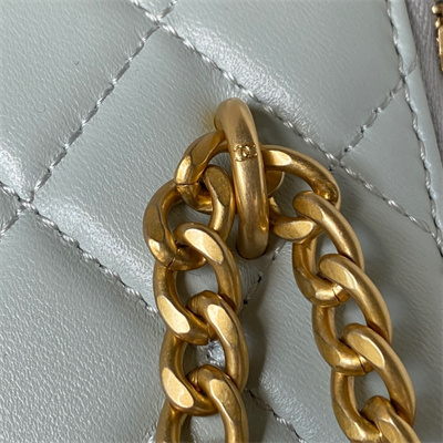 Cha.nel Vanity Case Lambskin Gold Tone Metal Blue AP3301