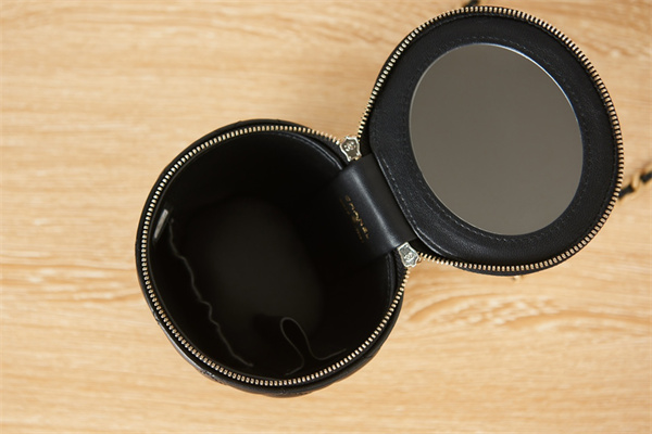 Cha.nel Vanity Case With Top Handle Lambskin Gold Tone Metal Black AS2873