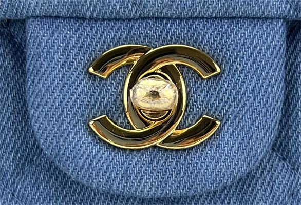 Cha.nel Mini Classic Flap Bag Denim Gold Tone Metal A01116