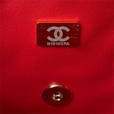 Cha.nel Mini Flap Bag With Top Handle Lambskin Gold Tone Metal Red AS2431