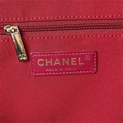 Cha.nel Large Hobo Bag Calfskin Gold Tone Metal Black AS4347