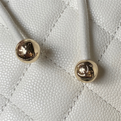 Cha.nel Backpack Grained Calfskin Gold Tone Metal White AS4058