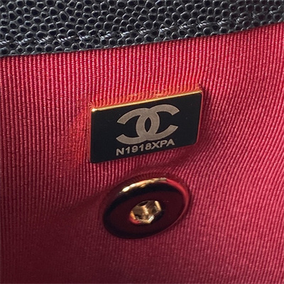 Cha.nel Backpack Grained Calfskin Gold Tone Metal Black AS4058